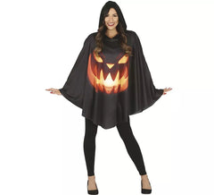 Disfraz de Calabaza en Poncho Negro para mujer