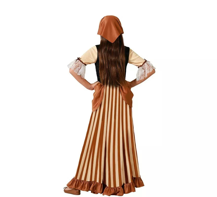 Disfraz de Campesina Medieval Marrón para niña