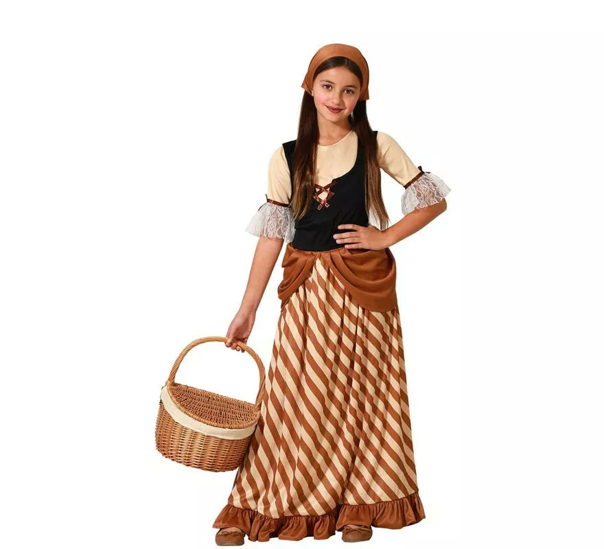 Translation missing: it.Disfraz de Campesina Medieval Marrón para niña