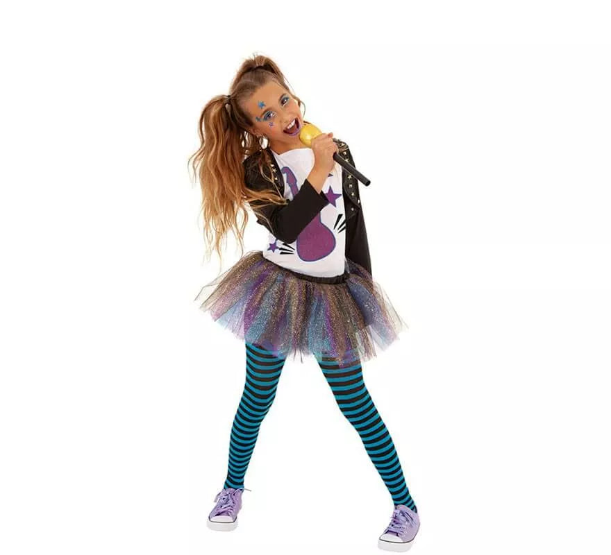Translation missing: it.Disfraz de Cantante Pop Azul para niña