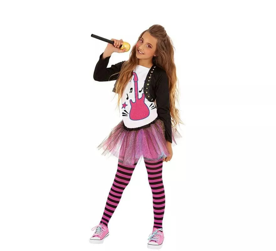 Translation missing: it.Disfraz de Cantante Pop Rosa para niña