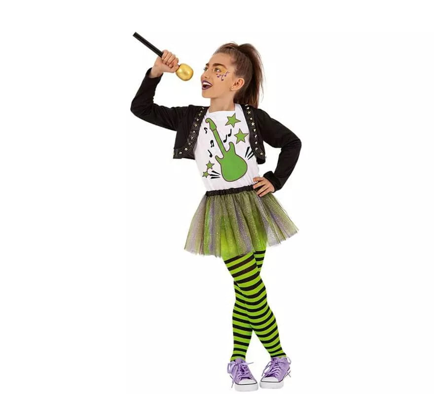 Translation missing: it.Disfraz de Cantante Pop Verde para niña