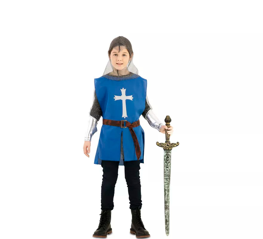 Translation missing: es.Disfraz de Capa Guerrero Medieval Azul para niños