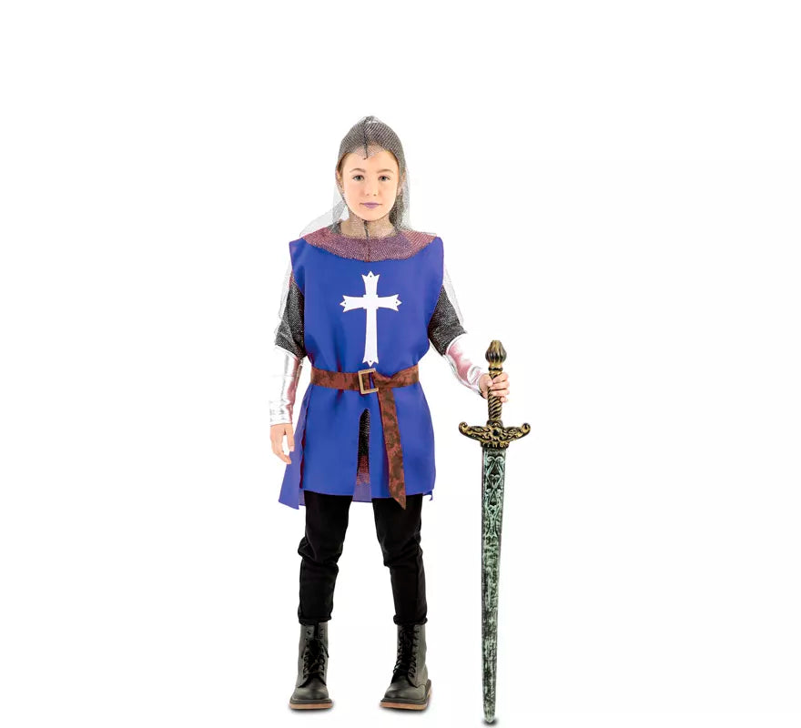 Translation missing: it.Disfraz de Capa Guerrero Medieval Azul para niños