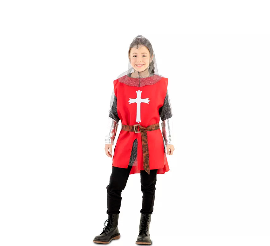 Translation missing: es.Disfraz de Capa Guerrero Medieval Roja para niños