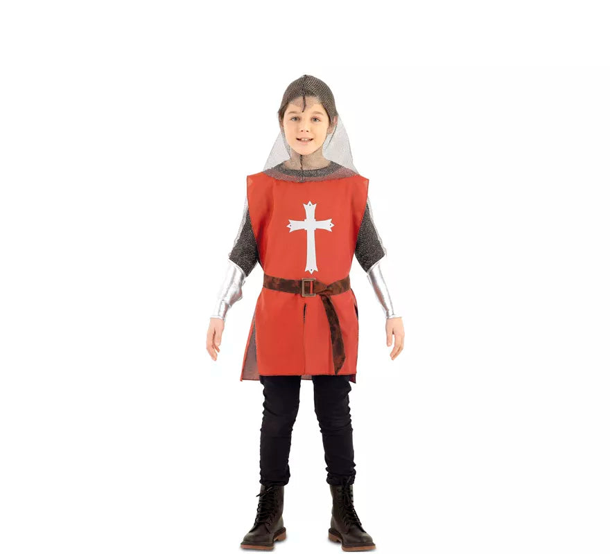 Translation missing: es.Disfraz de Capa Guerrero Medieval Roja para niños