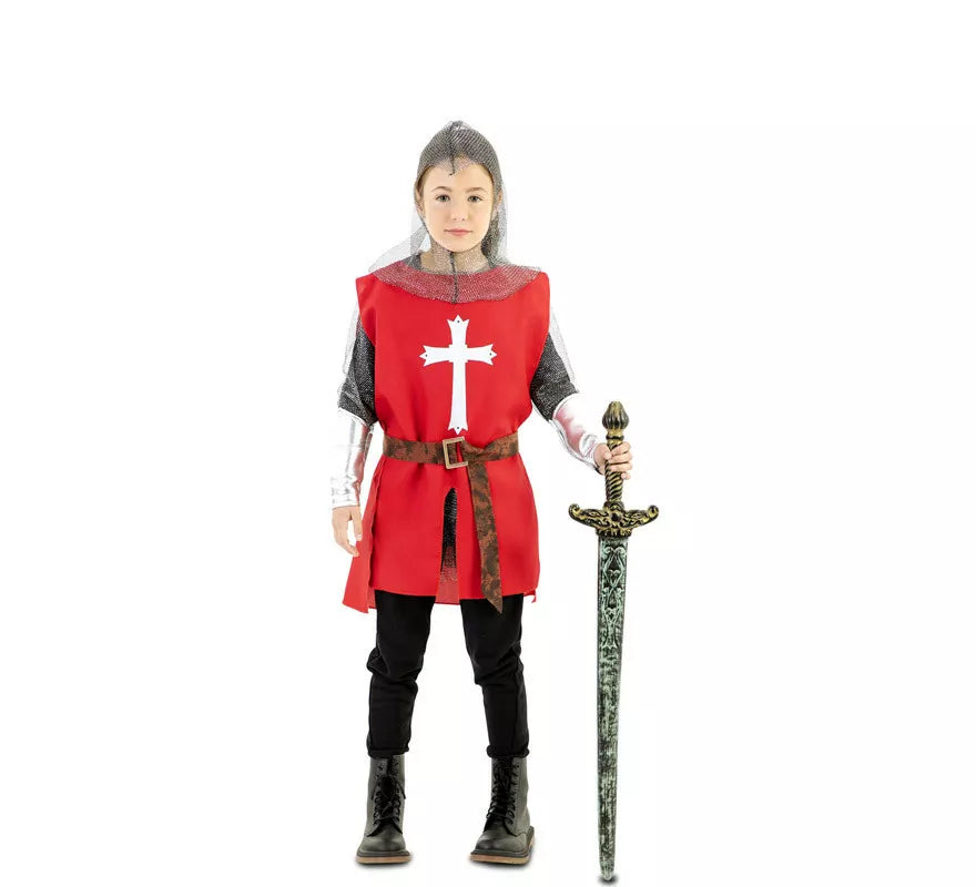 Translation missing: es.Disfraz de Capa Guerrero Medieval Roja para niños