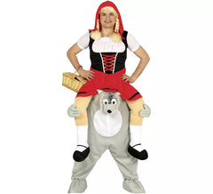 Costume di cappuccetto rosso sulle spalle di lupo per gli adulti