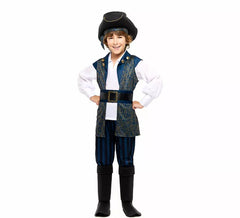 Costume da capitano pirata blu per bambini