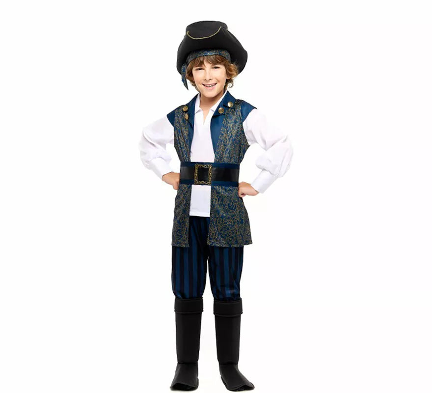 Translation missing: it.Disfraz de Capitán Pirata azul para niño