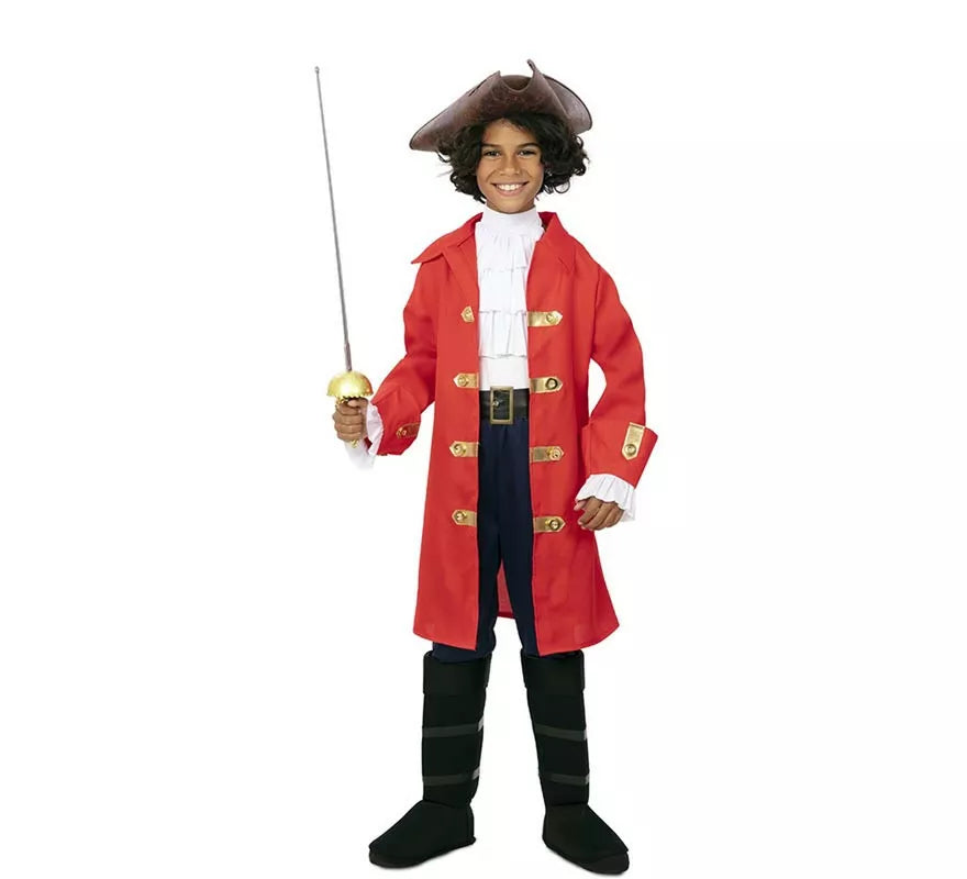 Translation missing: it.Disfraz de Capitán Pirata rojo con cinturón para niño