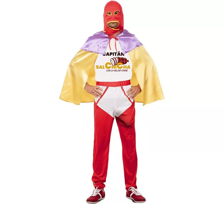 Translation missing: it.Disfraz de Capitán Salchicha con capa para hombre