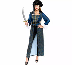 Costume da capitano pirata blu per donna