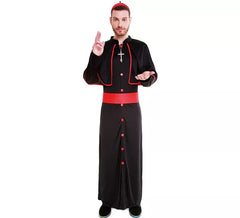 Costume da cardinale tonaca nera e rossa per uomo