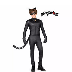 Costume da gatto nero di coccinella miracolosa con parrucca adolescente