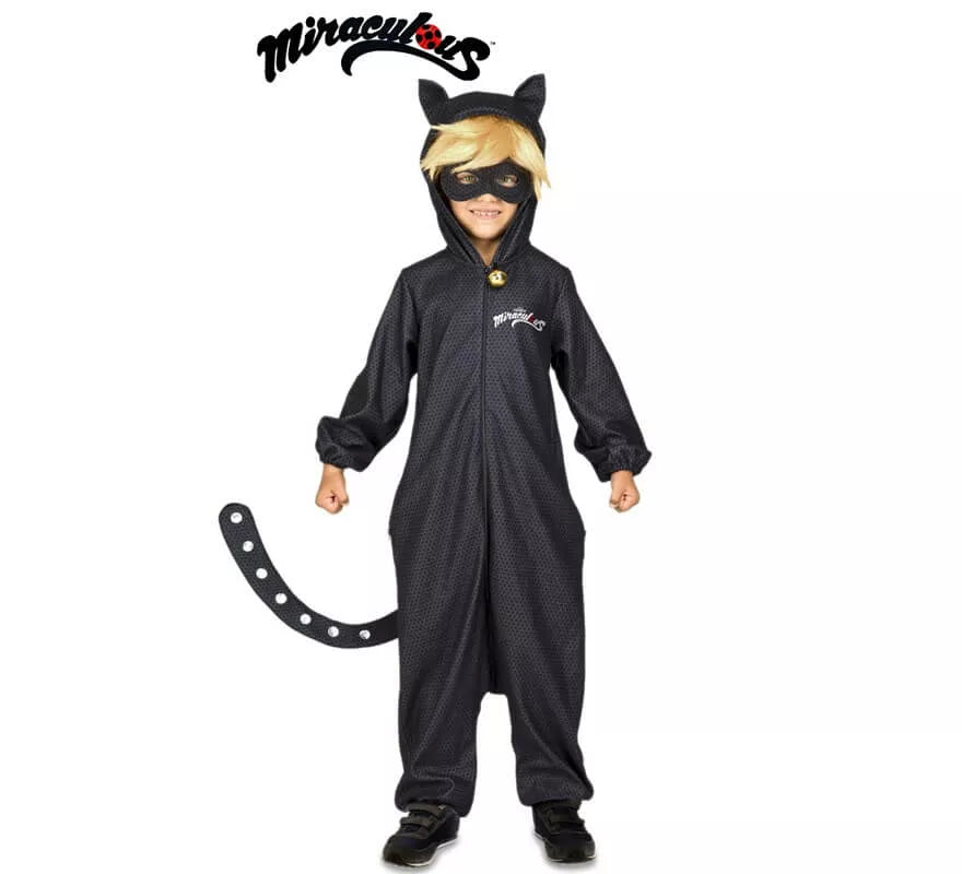 Translation missing: es.Disfraz de Cat Noir Pijama de Miraculous Ladybug con peluca para niño