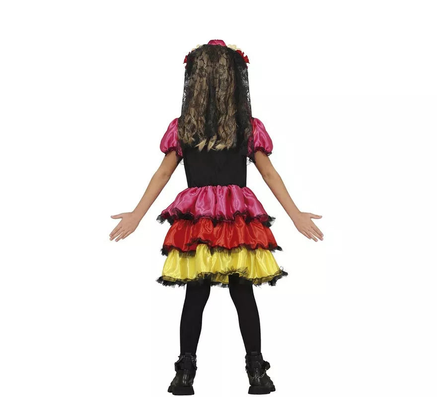 Translation missing: it.Disfraz de Catrina Colores para niña