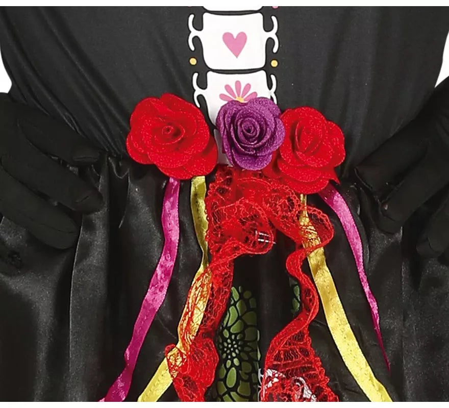 Translation missing: es.Disfraz de Catrina con falda larga estampada para niña
