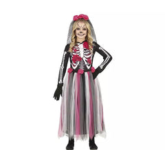 Costume Catrina con gonna in tulle rosa per bambina