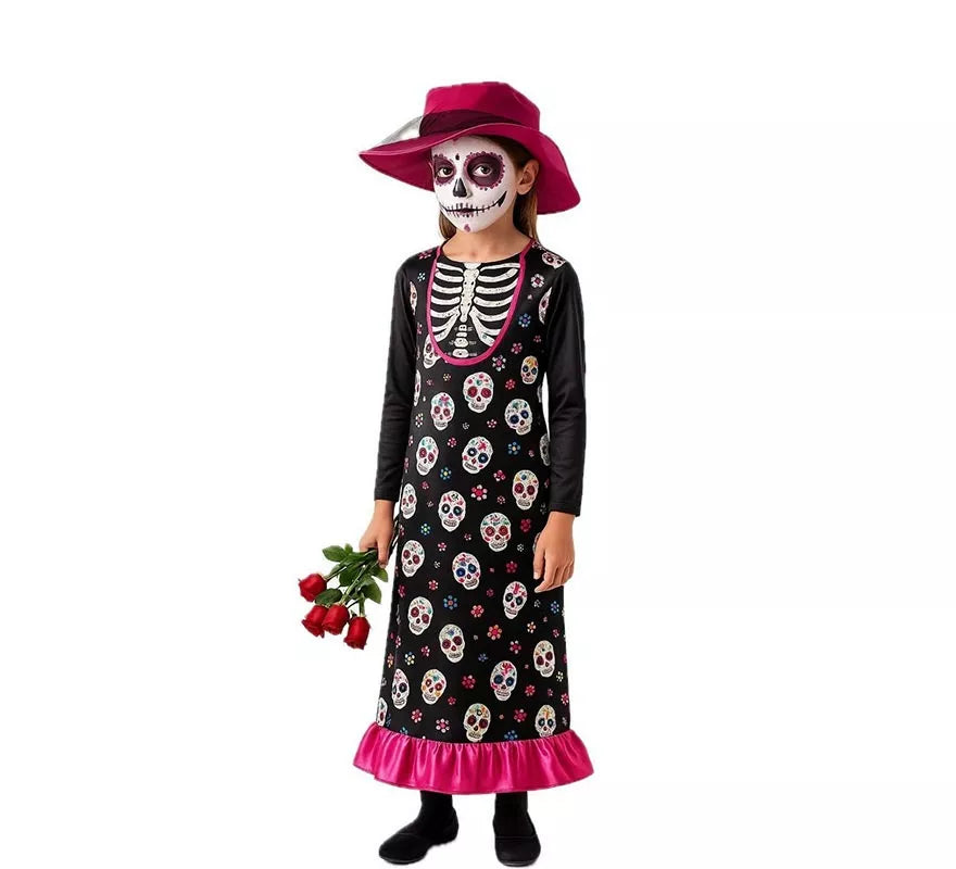 Translation missing: it.Disfraz de Catrina con Sombrero para niña