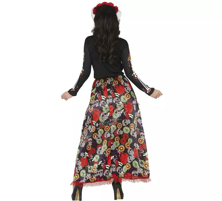 Translation missing: es.Disfraz de Catrina con vestido estampado para mujer