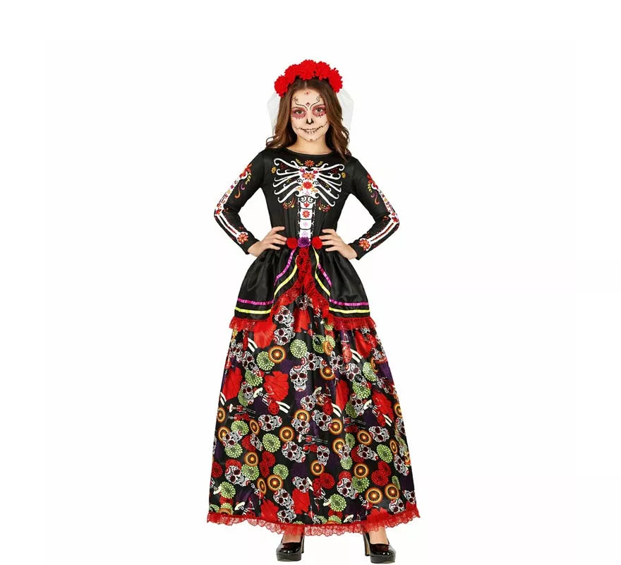 Translation missing: it.Disfraz de Catrina con vestido estampado para mujer