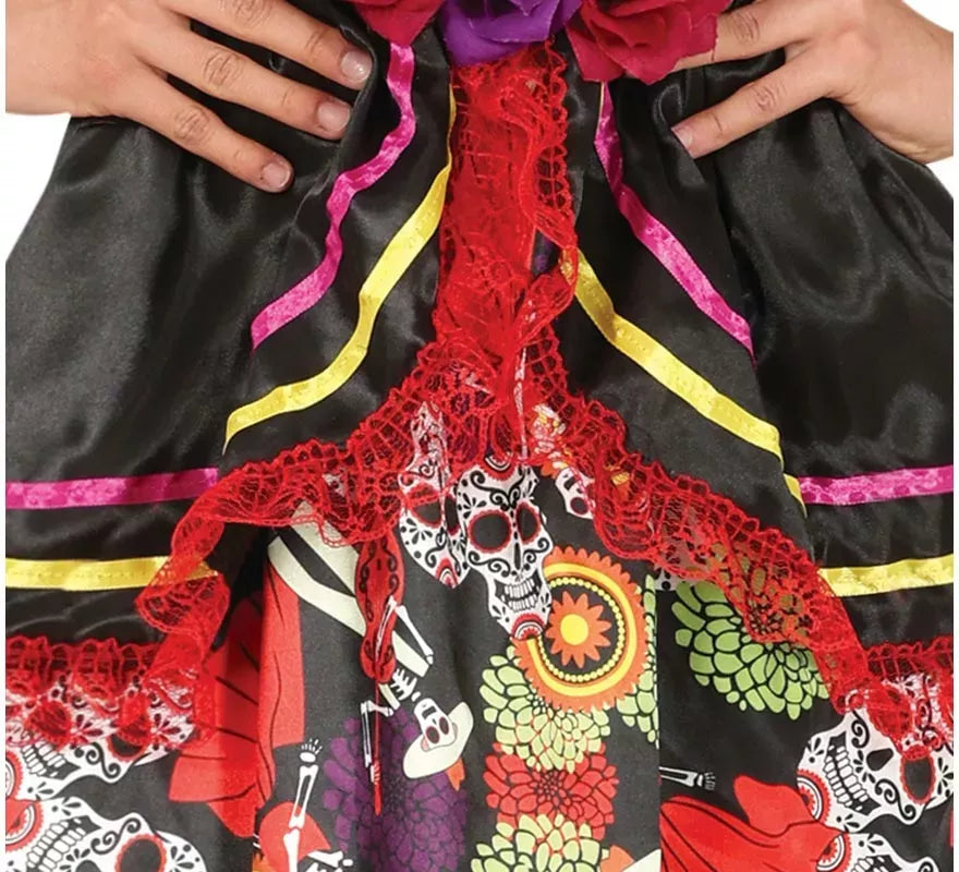 Translation missing: it.Disfraz de Catrina con vestido estampado para mujer