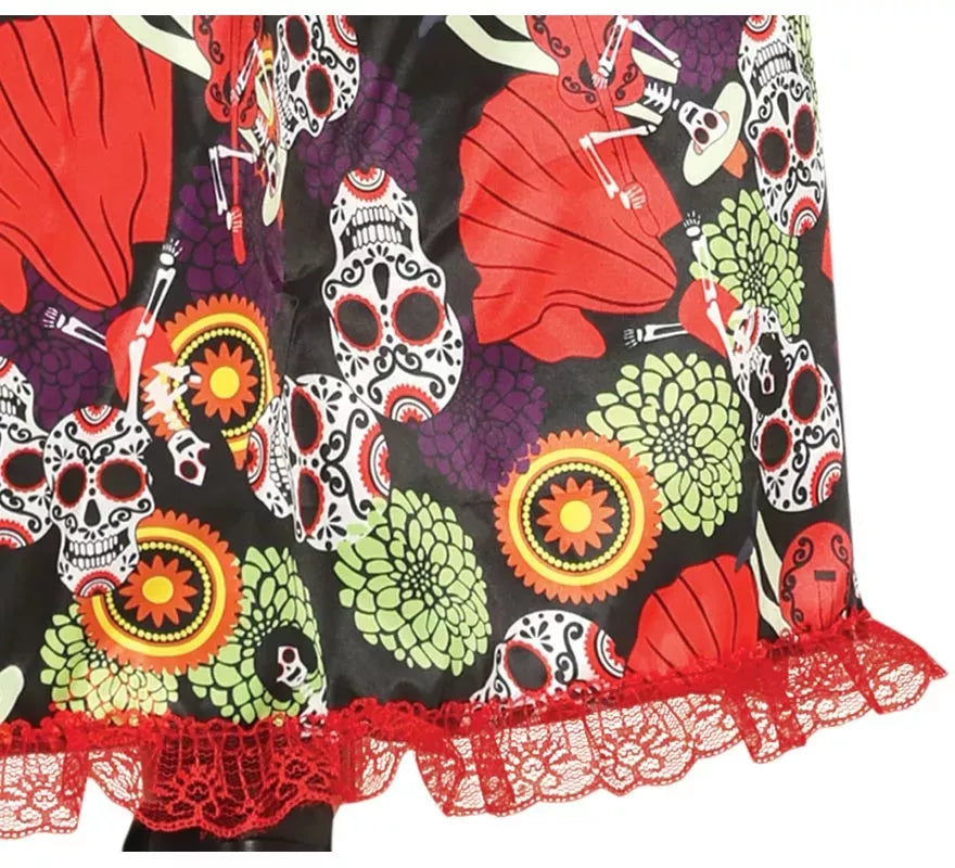 Translation missing: es.Disfraz de Catrina con vestido estampado para mujer