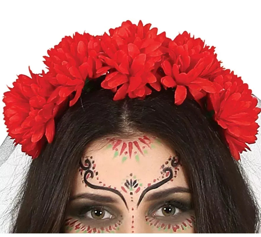 Disfraz de Catrina con vestido estampado para mujer