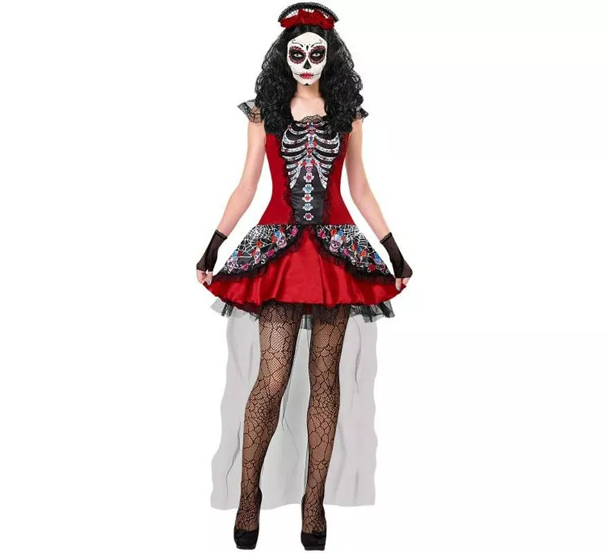 Translation missing: es.Disfraz de Catrina Día de Los Muertos con Velo para mujer