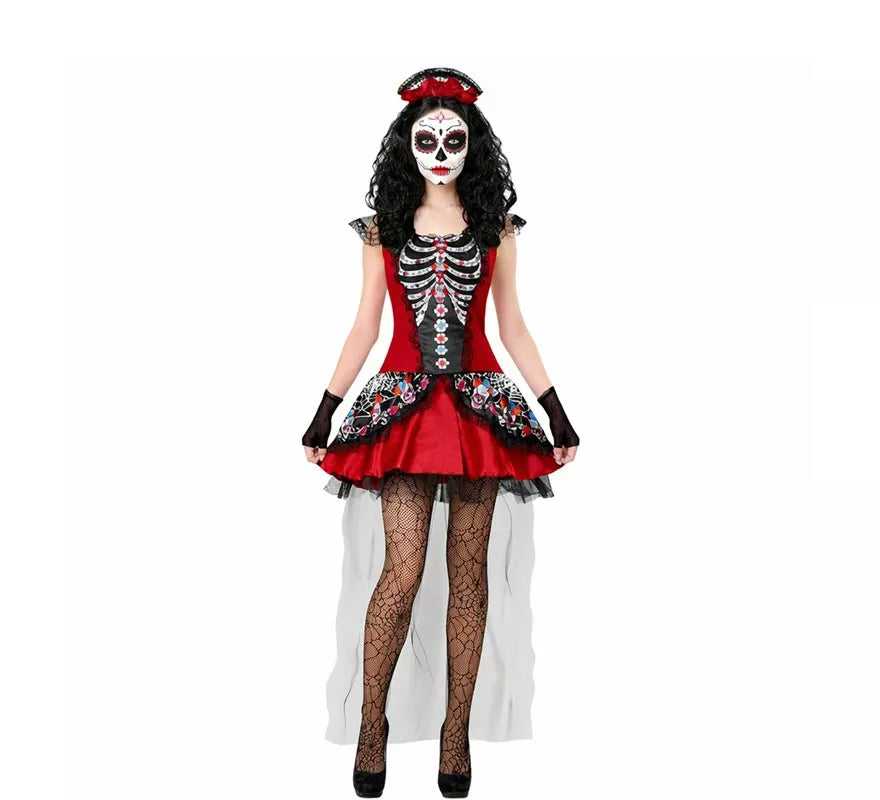 Translation missing: es.Disfraz de Catrina Día de Los Muertos con Velo para mujer