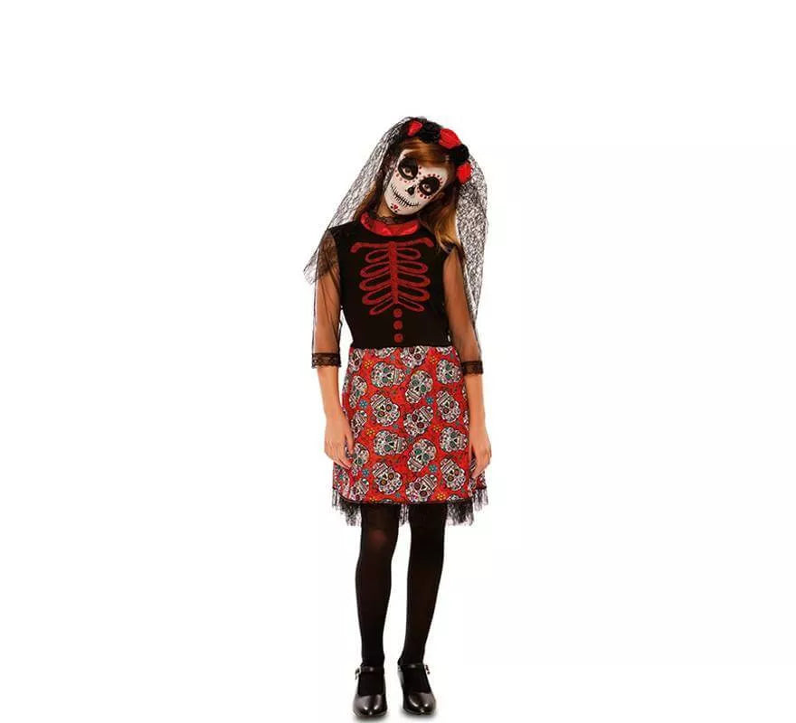 Translation missing: es.Disfraz de Catrina Roja para niña