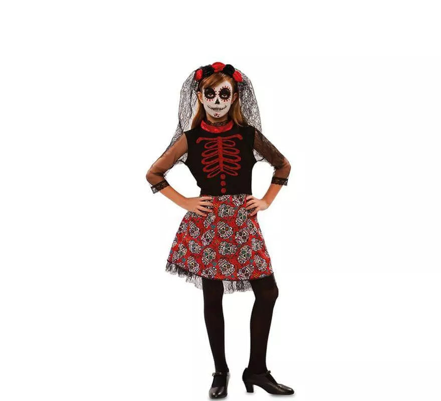 Translation missing: es.Disfraz de Catrina Roja para niña