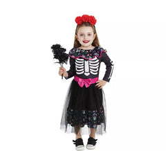 Costume rosa da Catrina con cintura per neonata e bambina