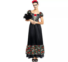 Costume Catrina abito lungo nero da donna