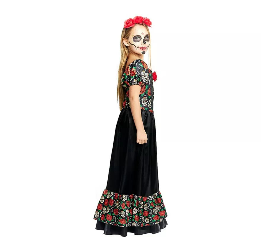 Translation missing: it.Disfraz de Catrina Vestido largo negro para niña