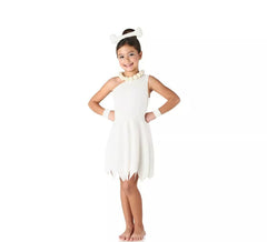 Elegante costume bianco da cavernicolo per bambina