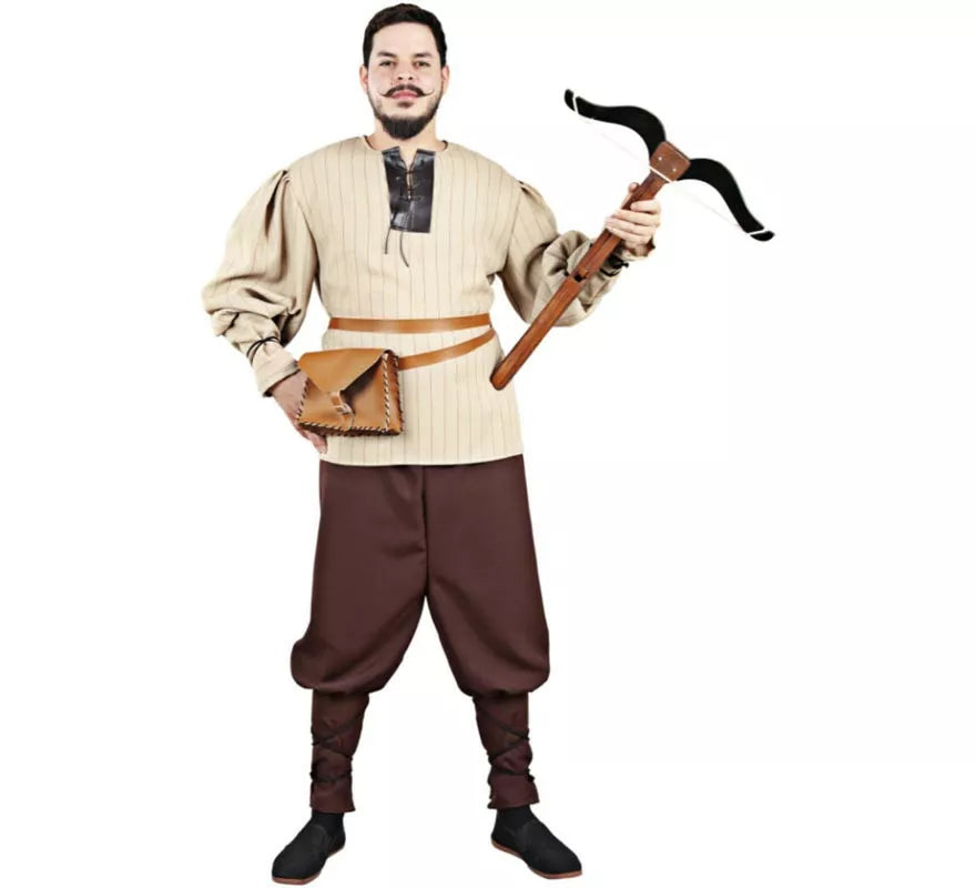 Disfraz de Cazador Medieval beige para hombre