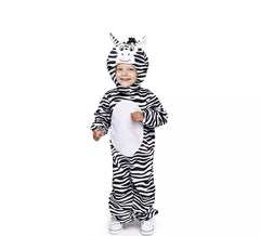 Costume da zebra con cappuccio con orecchie per neonato e bambino