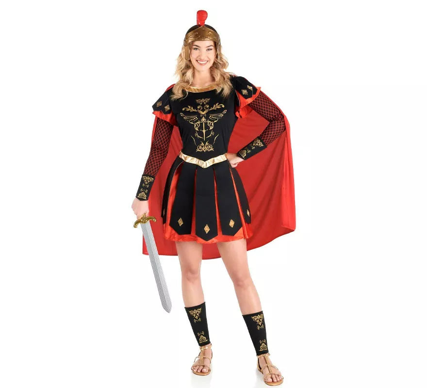 Translation missing: es.Disfraz de Centurión Romana rojo y dorado para mujer