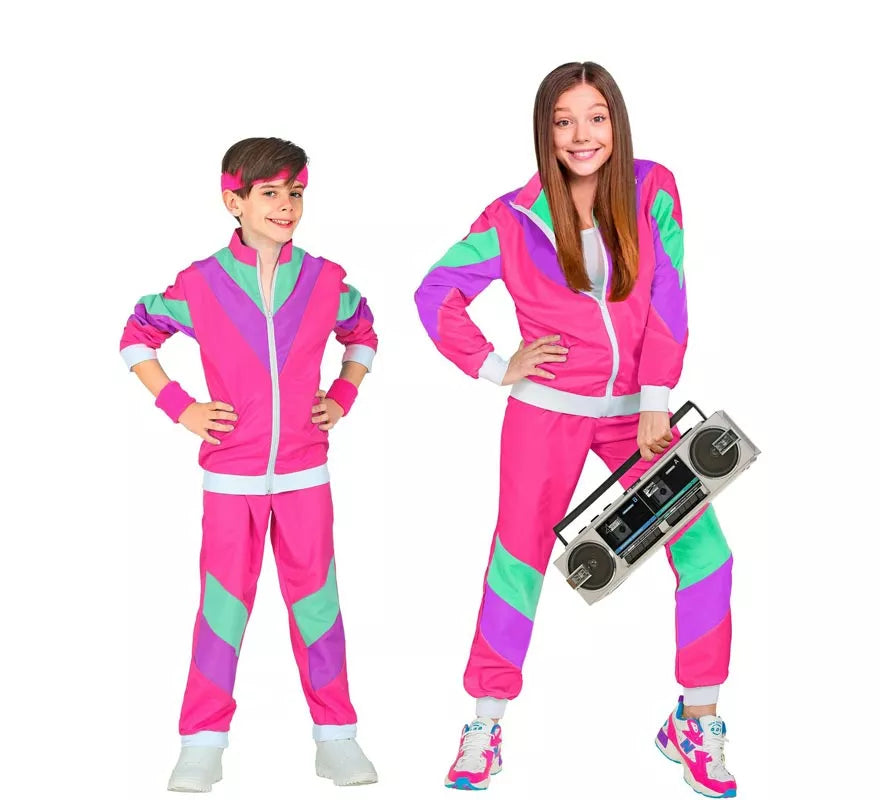 Translation missing: it.Disfraz de Chándal Años 80 fucsia para niños y adolescente