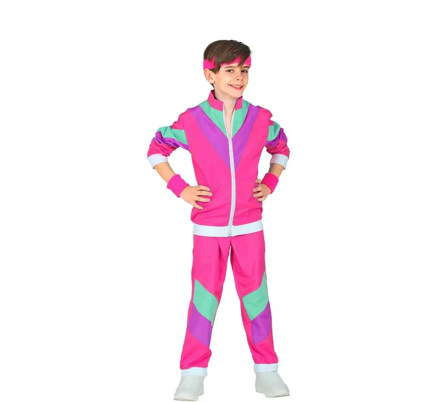 Translation missing: it.Disfraz de Chándal Años 80 fucsia para niños y adolescente