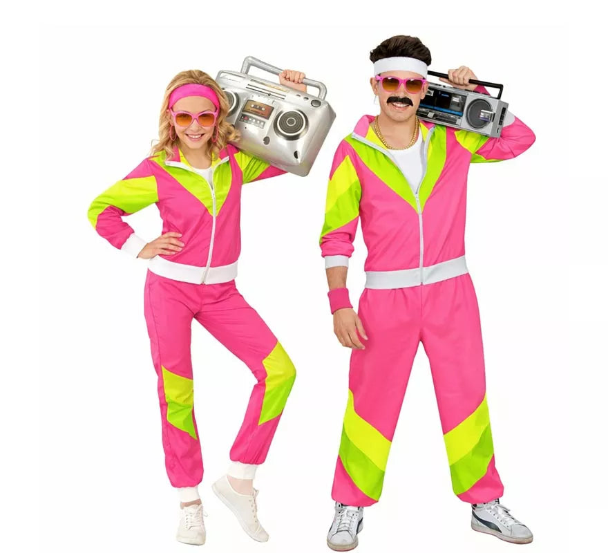 Translation missing: it.Disfraz de Chándal Años 80 fucsia y verde para adulto