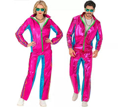 Costume da tuta elettronica rosa metallizzato per adulto