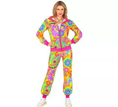 Disfraz de Chándal Hippie Groovy Love fluorescente para adulto