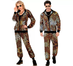 Costume da tuta con stampa leopardata neon per adulto