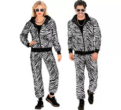 Costume da tuta alla moda per feste in argento metallizzato per adulti