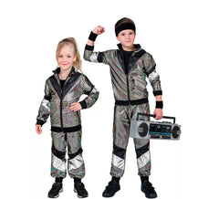 Costume tuta riflettente anni '80 per bambini e ragazzi