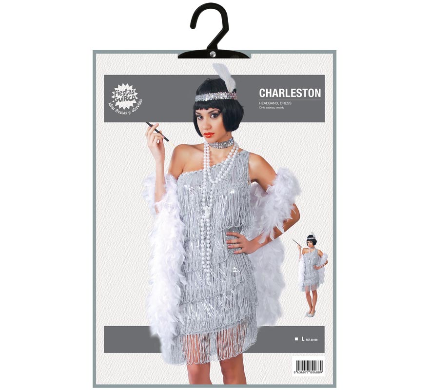 Disfraz de Charlestón plata para mujer