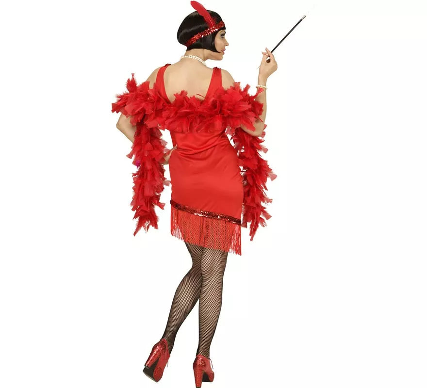 Translation missing: es.Disfraz de Charlestón rojo con tocado para mujer